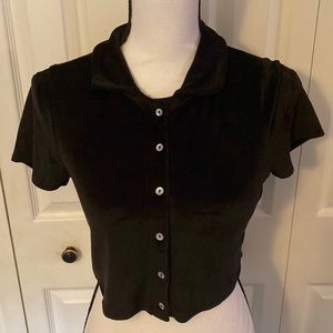 PAC Women’s Size Small Black Cropped Short Sleeve Top